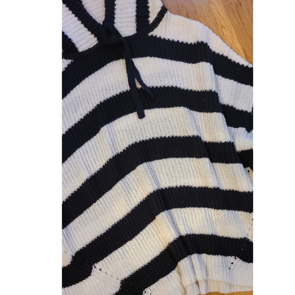🆕️ Rag & Bone Sunny Cotton Stripe Hoodie Sweater Navy White Size Medium - Picture 6 of 16
